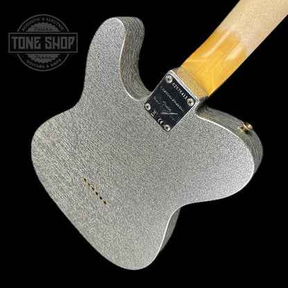 Back angle of Fender Custom Shop Limited Edition '60 Tele Journeyman Relic Aged Silver Sparkle.
