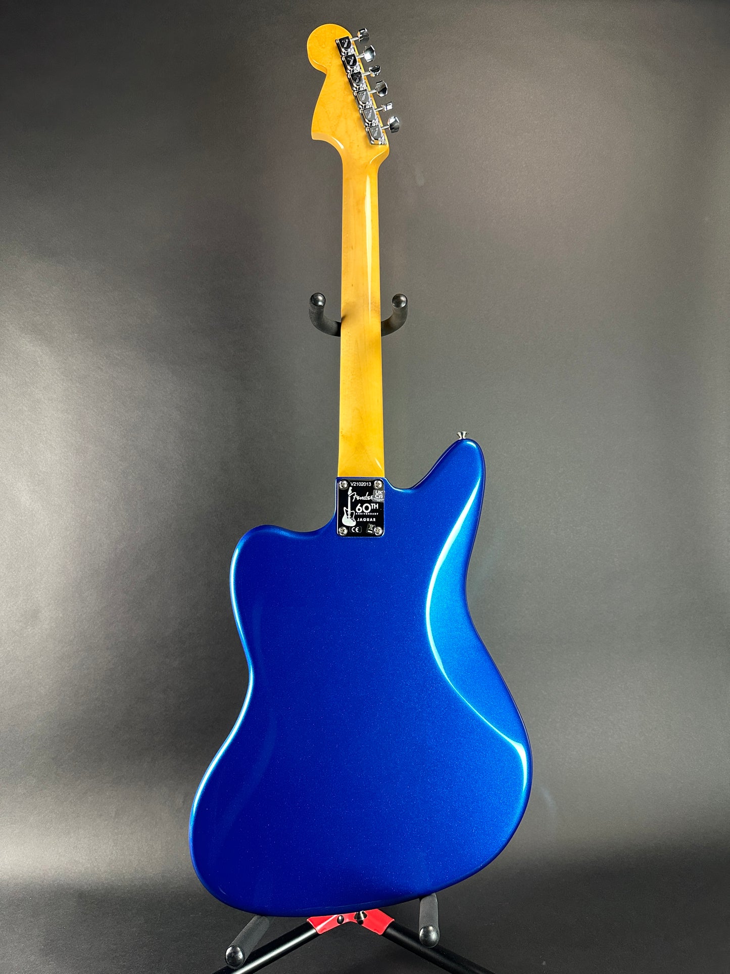 Full back of Used Fender 60th Anniversary Jaguar Mystic Lake Placid Blue.