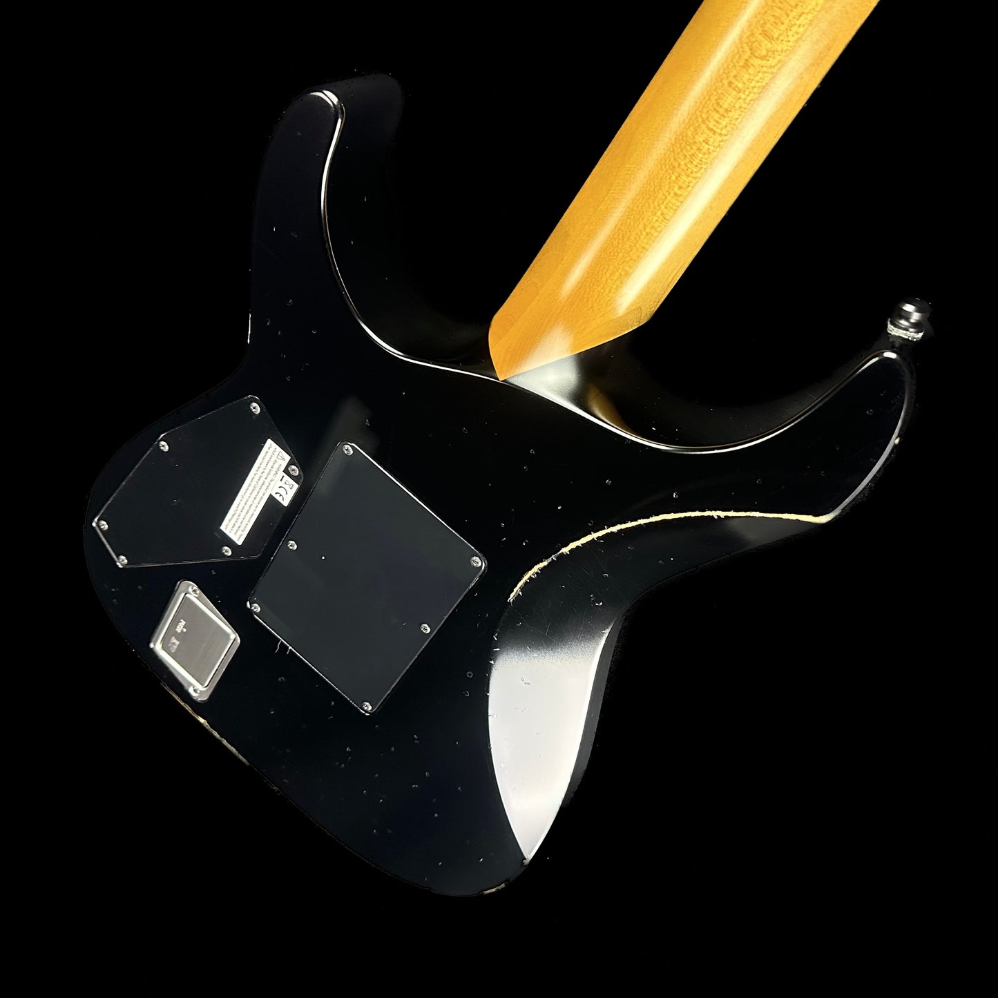 Back angle of ESP KH-2 Vintage Kirk Hammett Signature Series Distressed Black.
