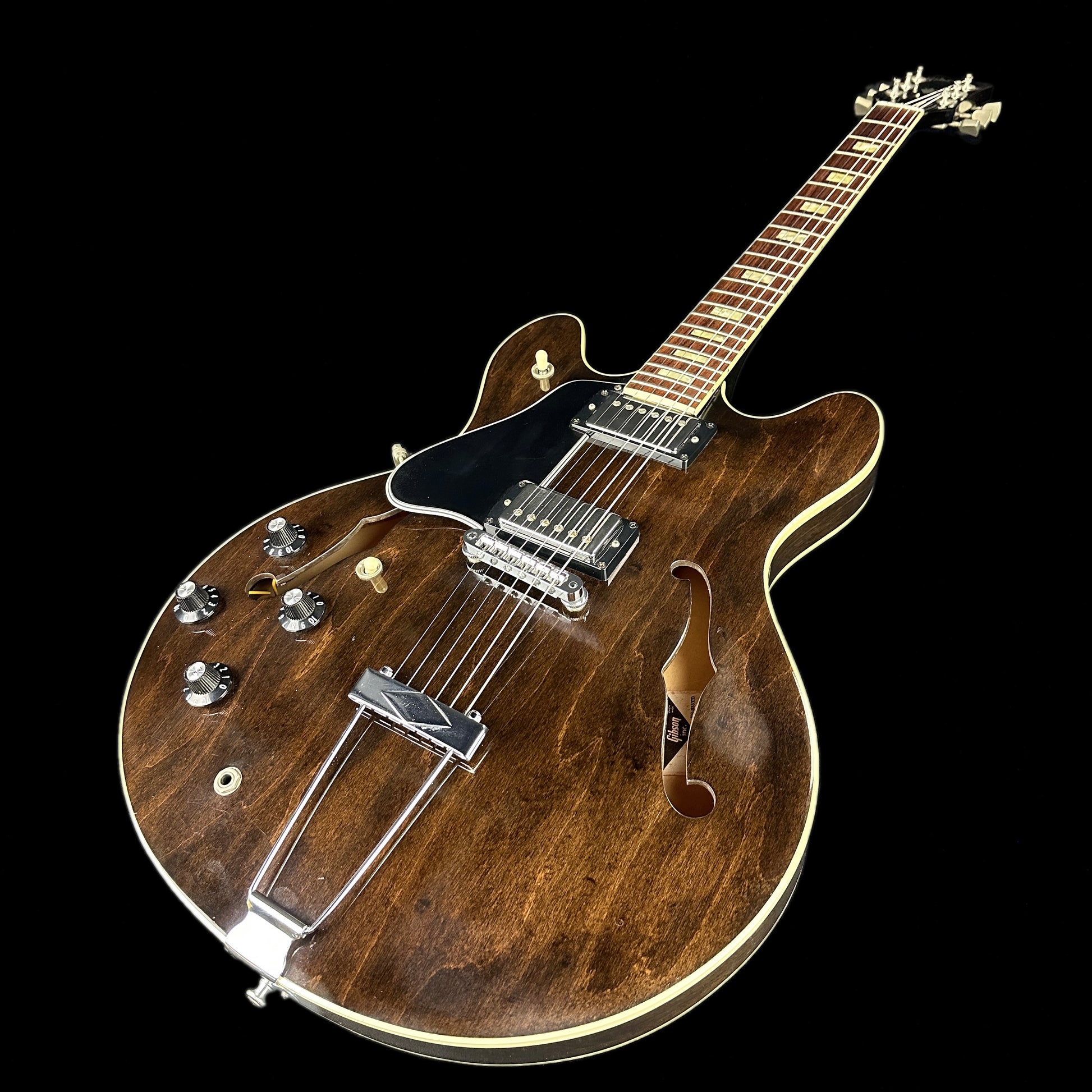 Front angle of Used 1980 Gibson ES-335 STD Walnut Left Handed.