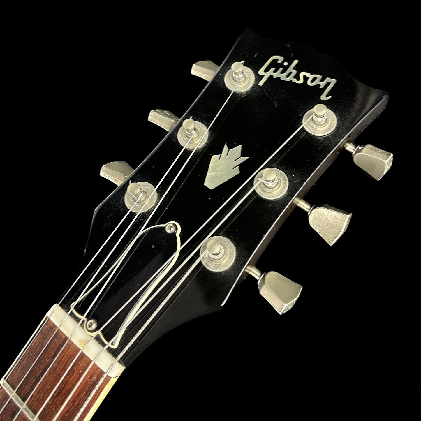 Front of headstock of Used 1980 Gibson ES-335 STD Walnut Left Handed.