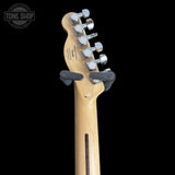 Back of headstock of Used Squier FSR Bullet Telecaster Lake Placid Blue TSS7256.