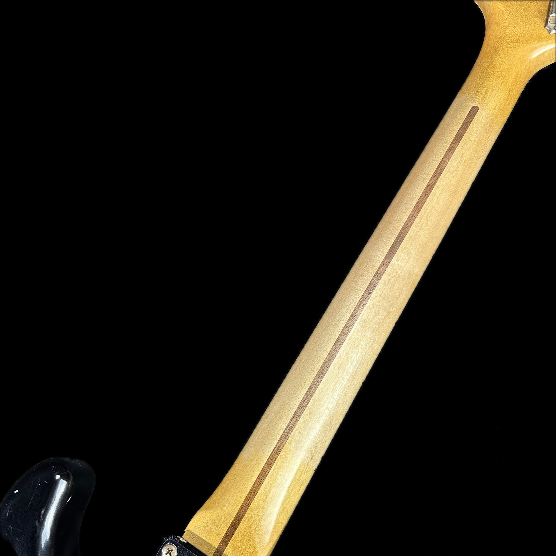 Back of neck of Fender Custom Shop LTD 70th Anniversary 1954 Stratocaster Relic 2-Color Sunburst.