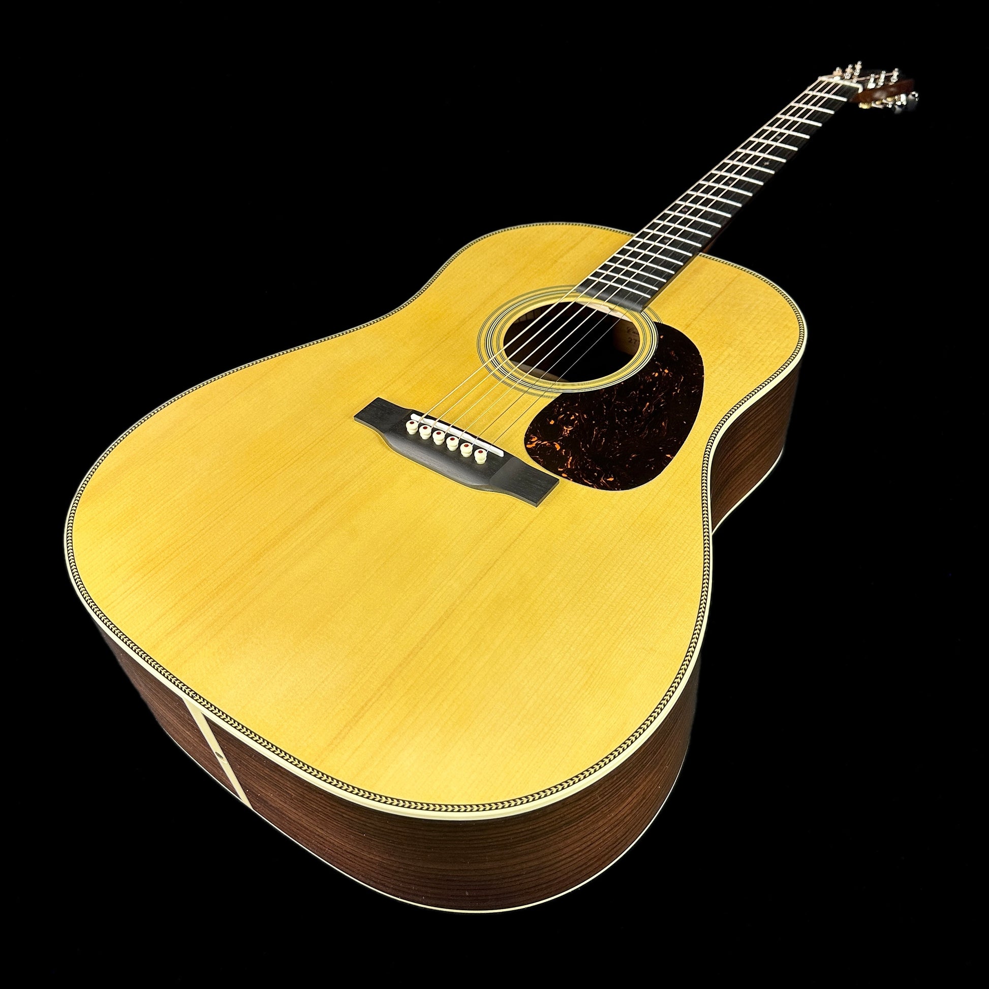 Front angle of Martin Custom Shop Sloped Shoulder 28 Style Dread Adirondack/WEIR.