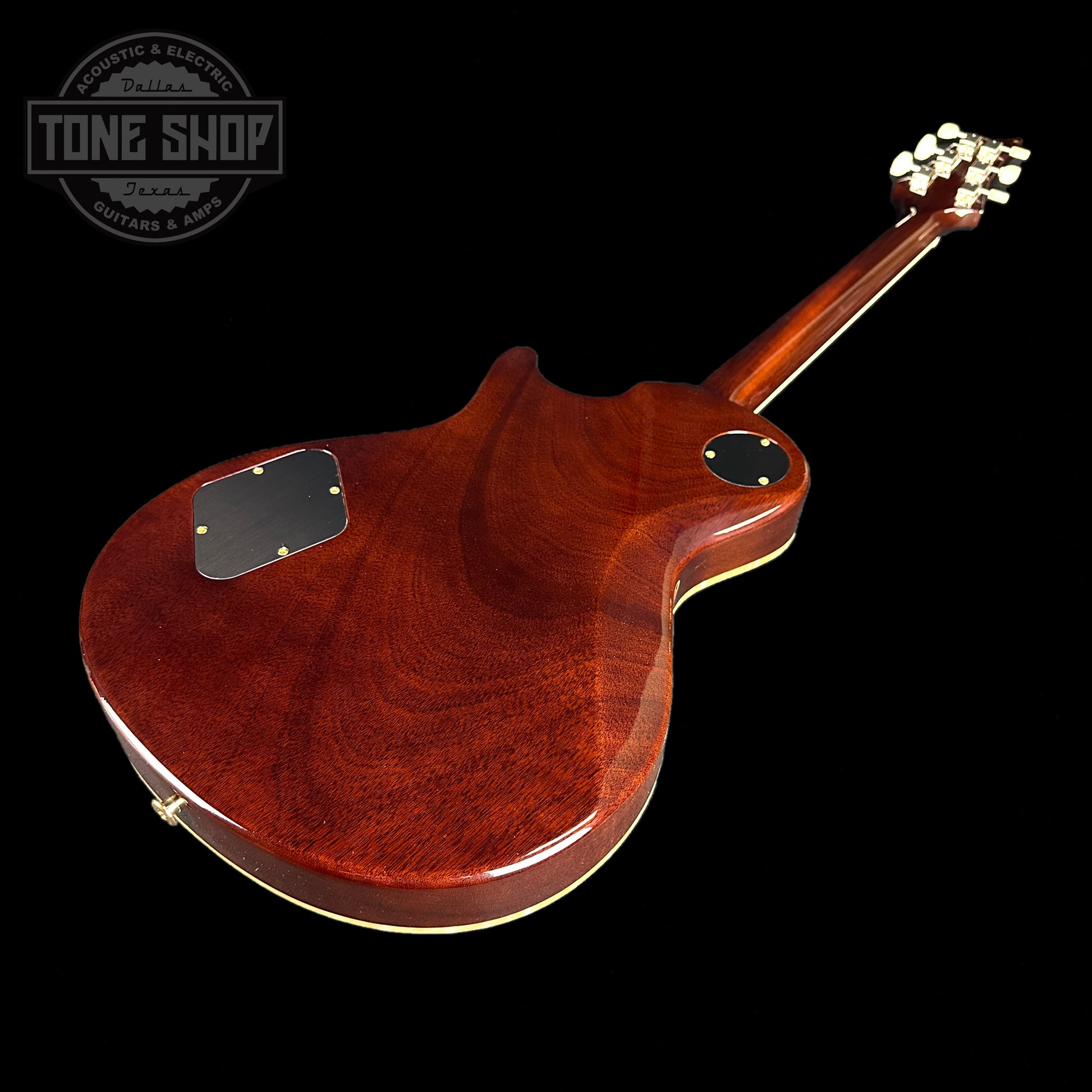 Back angle of PRS Paul Reed Smith McCarty 594 Singlecut 10 Top Tobacco Sunburst Hybrid Package.