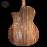 Back of body of Used Taylor Custom C14ce Bearclaw Sitka/Indian Rosewood.