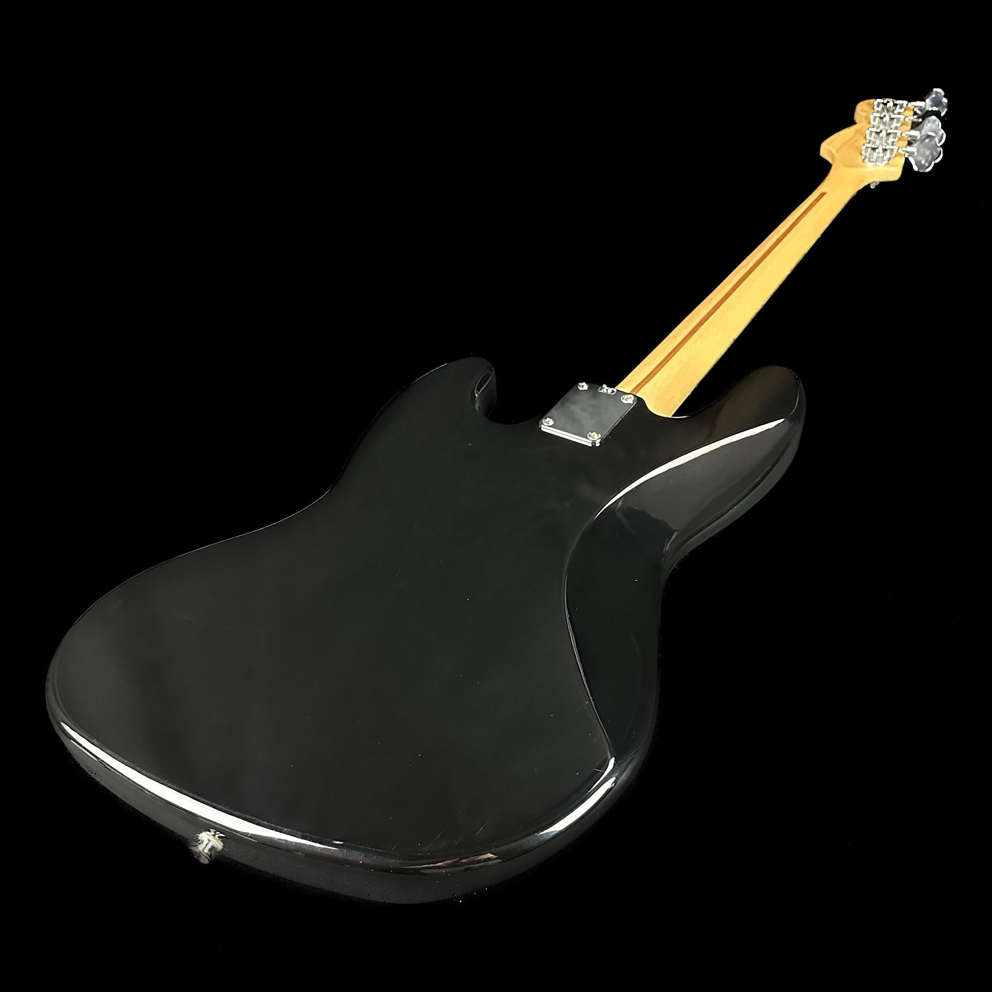 Back angle of Used Fender Standard Jazz Bass Black.
