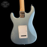 Back of body of Used 2025 Squier Affinity Stratocaster Junior HSS Ice Blue Metallic TSS7571.