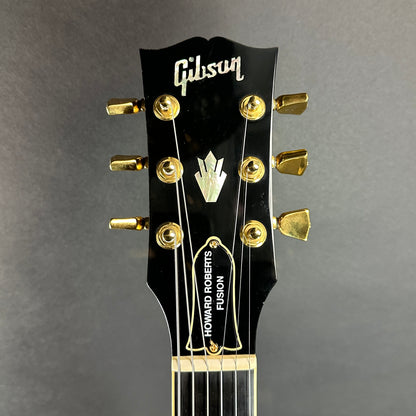 Front of headstock of Used 1995 Gibson Howard Roberts Fusion Ebony.
