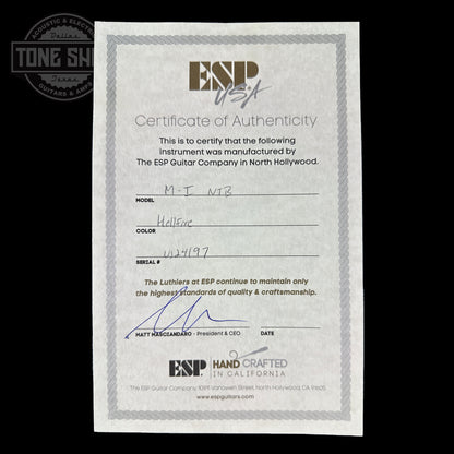 Certificate of authenticity for ESP USA M1 NTB FR Hellfire.