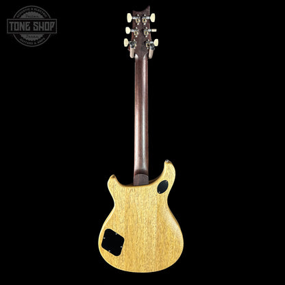 Back view of a guitar with a visible brand logo in the corner.