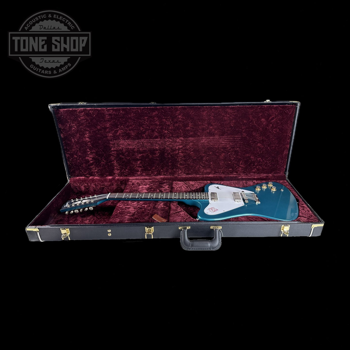 Gibson Custom Shop 1965 Non-Reverse Firebird V 12-String Reissue Aqua Mist in case.