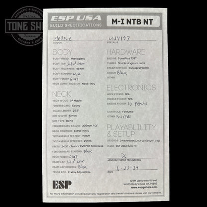 Spec sheet for ESP USA M1 NTB FR Hellfire.