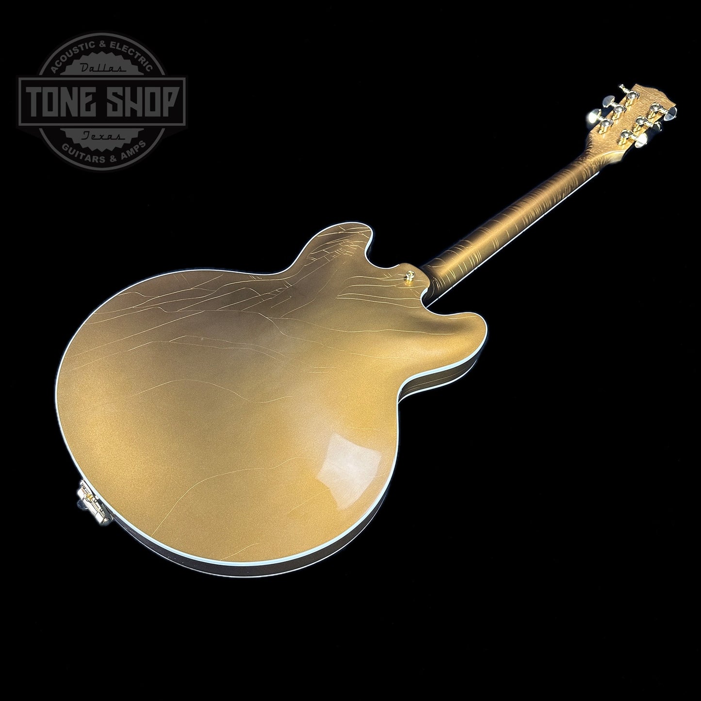 Back angle of Gibson Custom Shop M2M 1964 ES-345 Double Gold Murphy Lab Ultra Light Aged.