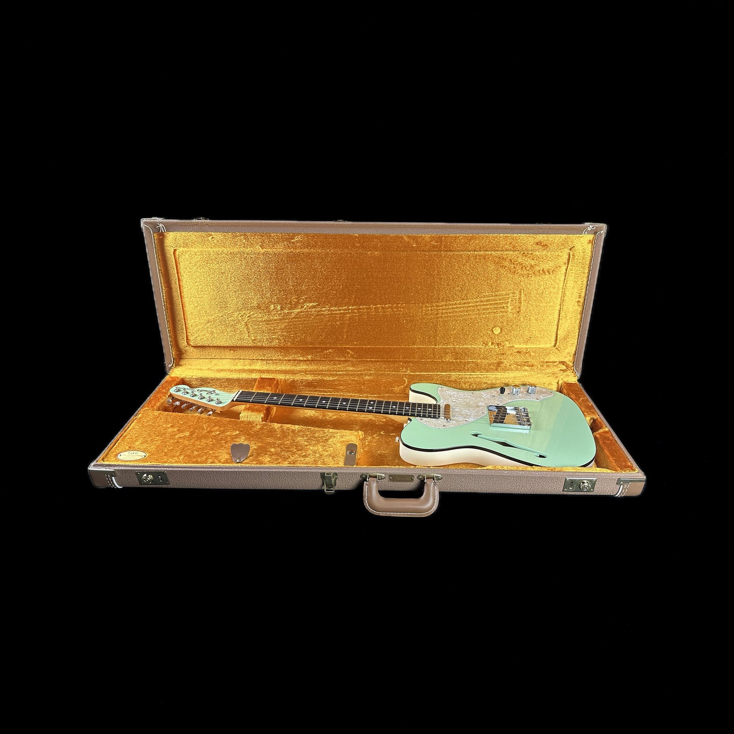 Used Fender Limited Two Tone Telecaster Thinline Seafoam Green in case.