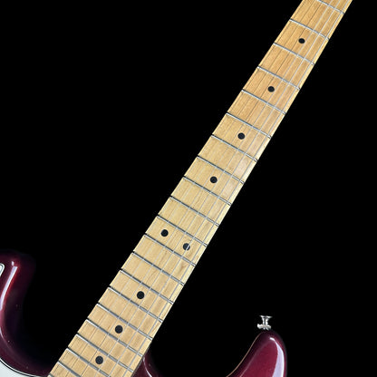 Fretboard of Used Fender Standard Stratocaster Left Hand Burgundy.