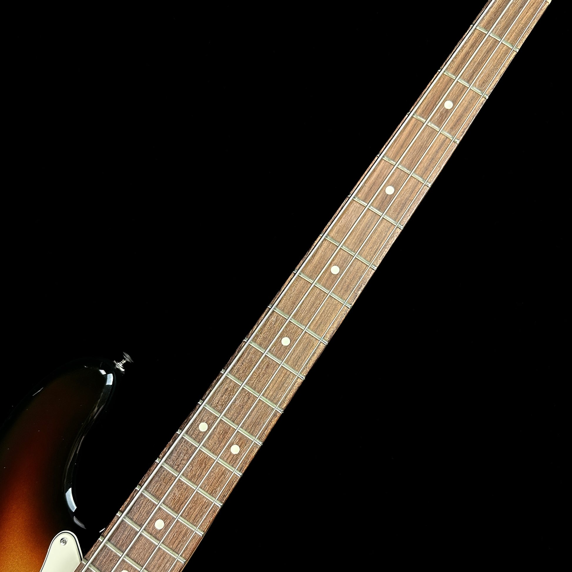 Fretboard of Used 2009 Fender Standard Precision Bass Brown Sunburst.