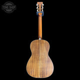 Back of Used Washburn WP55NS-D Koa Parlor Guitar TSS7077.