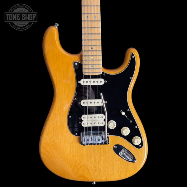 Front of Used 2005 Fender American Deluxe HSS Mini Floyd Amber.