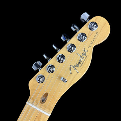Front of headstock of Used Fender American Professional Tele Maple Neck 3 Color Sunburst.