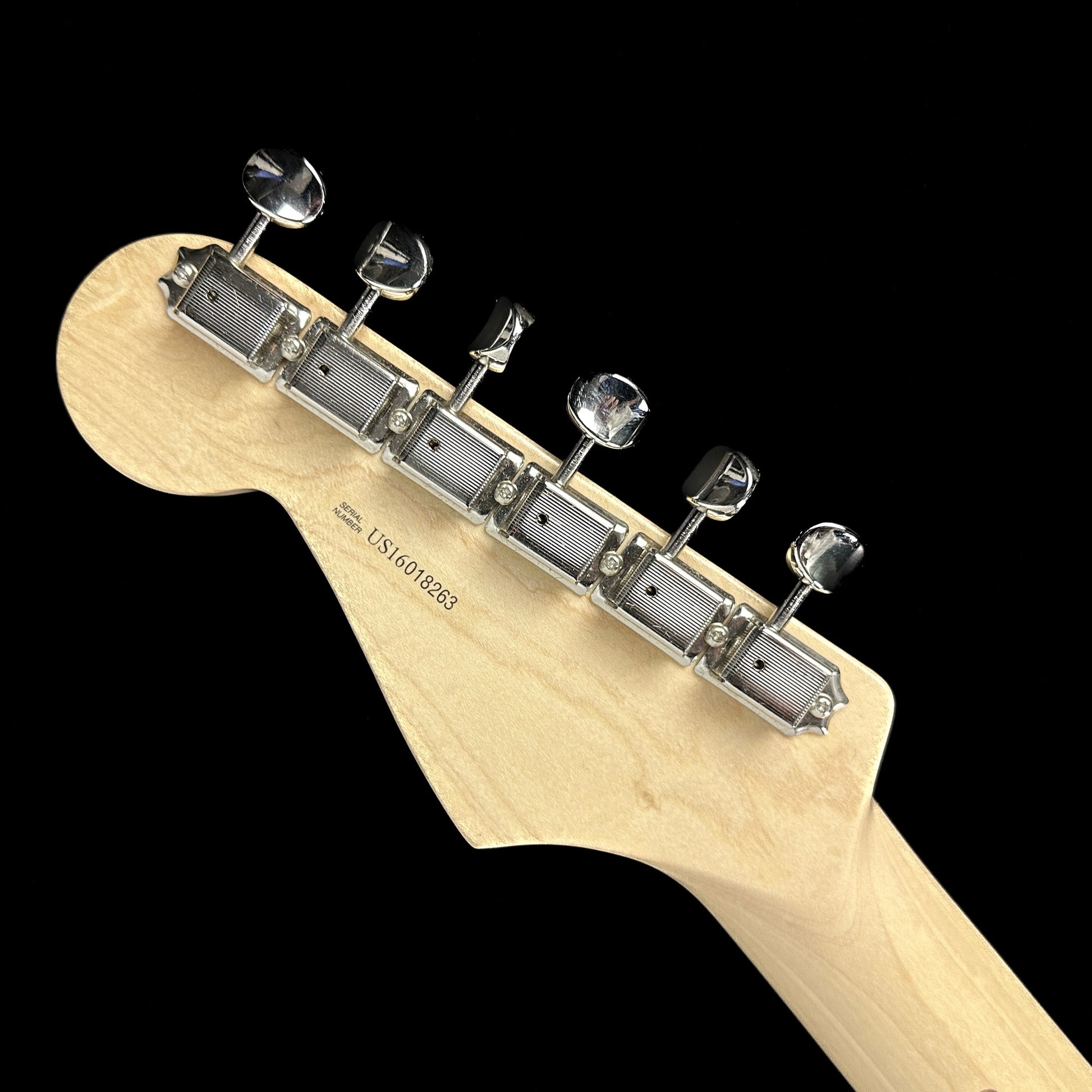 Back of headstock of Used 2016 Fender Eric Clapton Stratocaster Pewter.