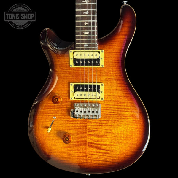 Front of Used PRS SE Custom 24 Left Hand Tobacco Burst.