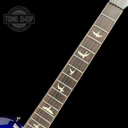 Fretboard of PRS Paul Reed Smith S2 McCarty 594 Singlecut Quilt Faded Gray Black Blue Burst.