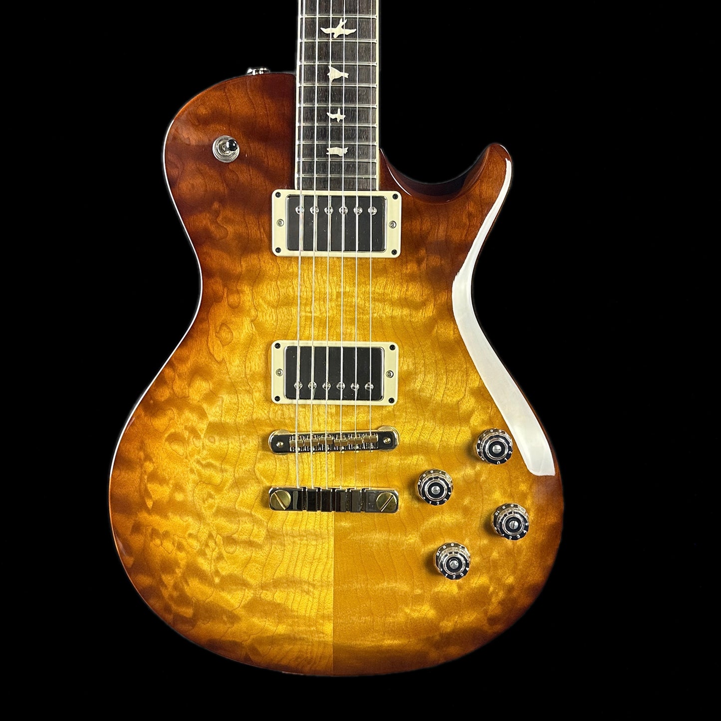Front of body of PRS Paul Reed Smith S2 McCarty 594 Singlecut Quilt Livingston Lemondrop.