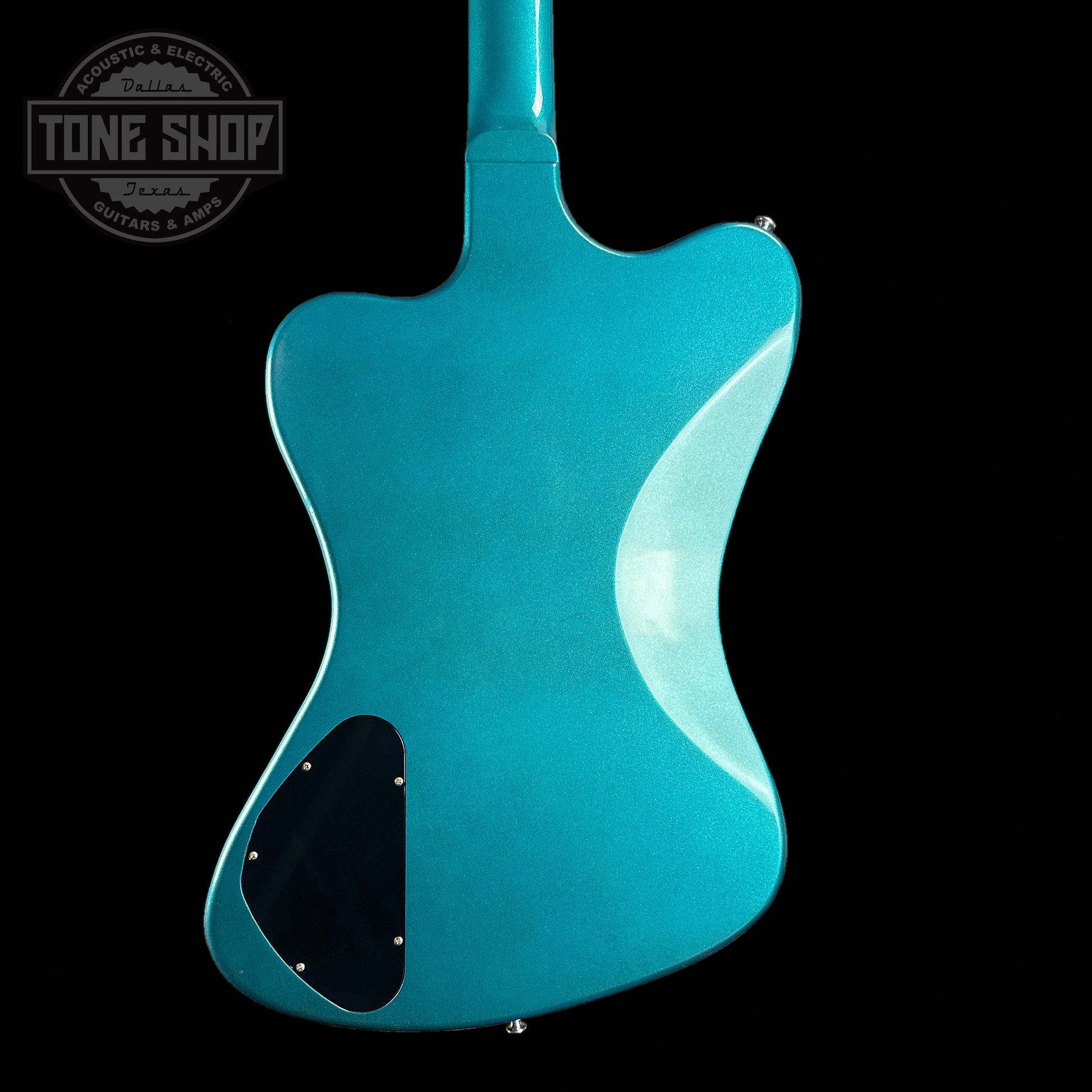Back of body of Gibson Custom Shop 1965 Non-Reverse Firebird V 12-String Reissue Aqua Mist.