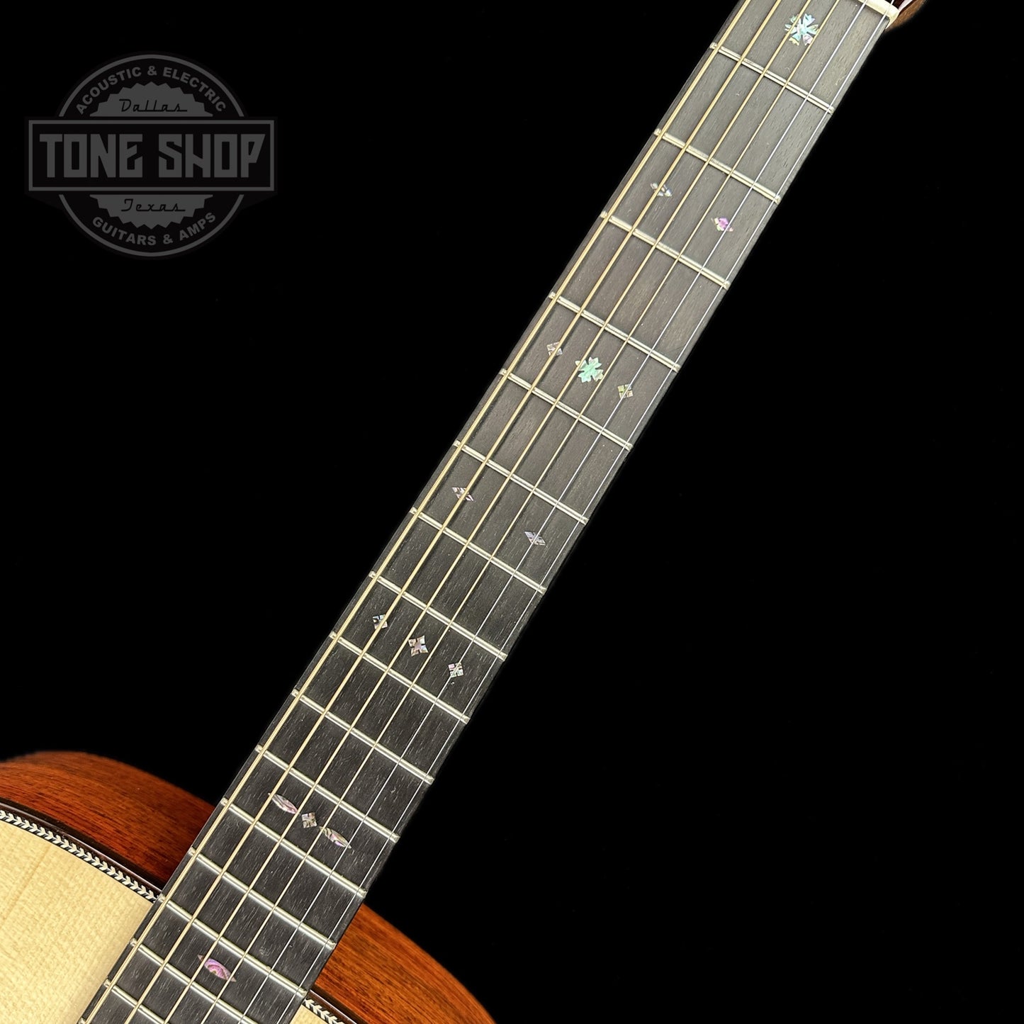 Fretboard of Martin Custom Shop Dread Adirondack/Cocobolo.