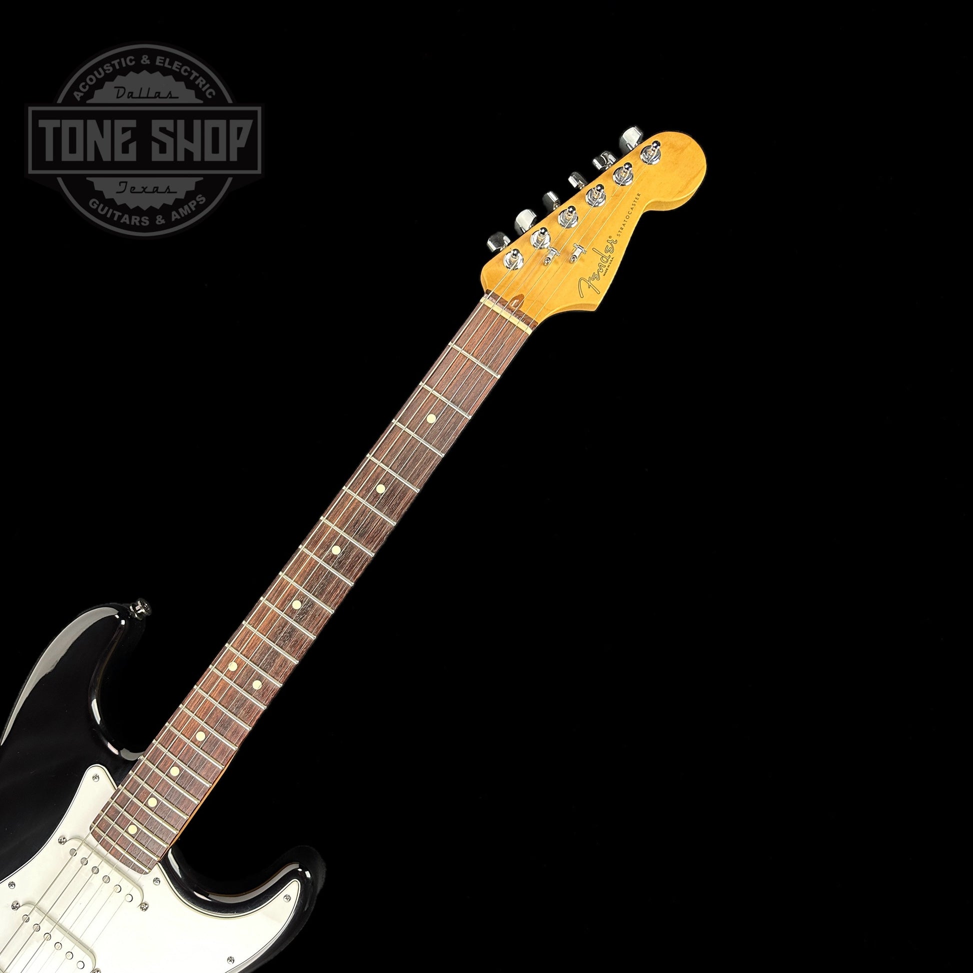 Fretboard of Used 1999 Fender American Standard Strat Black.