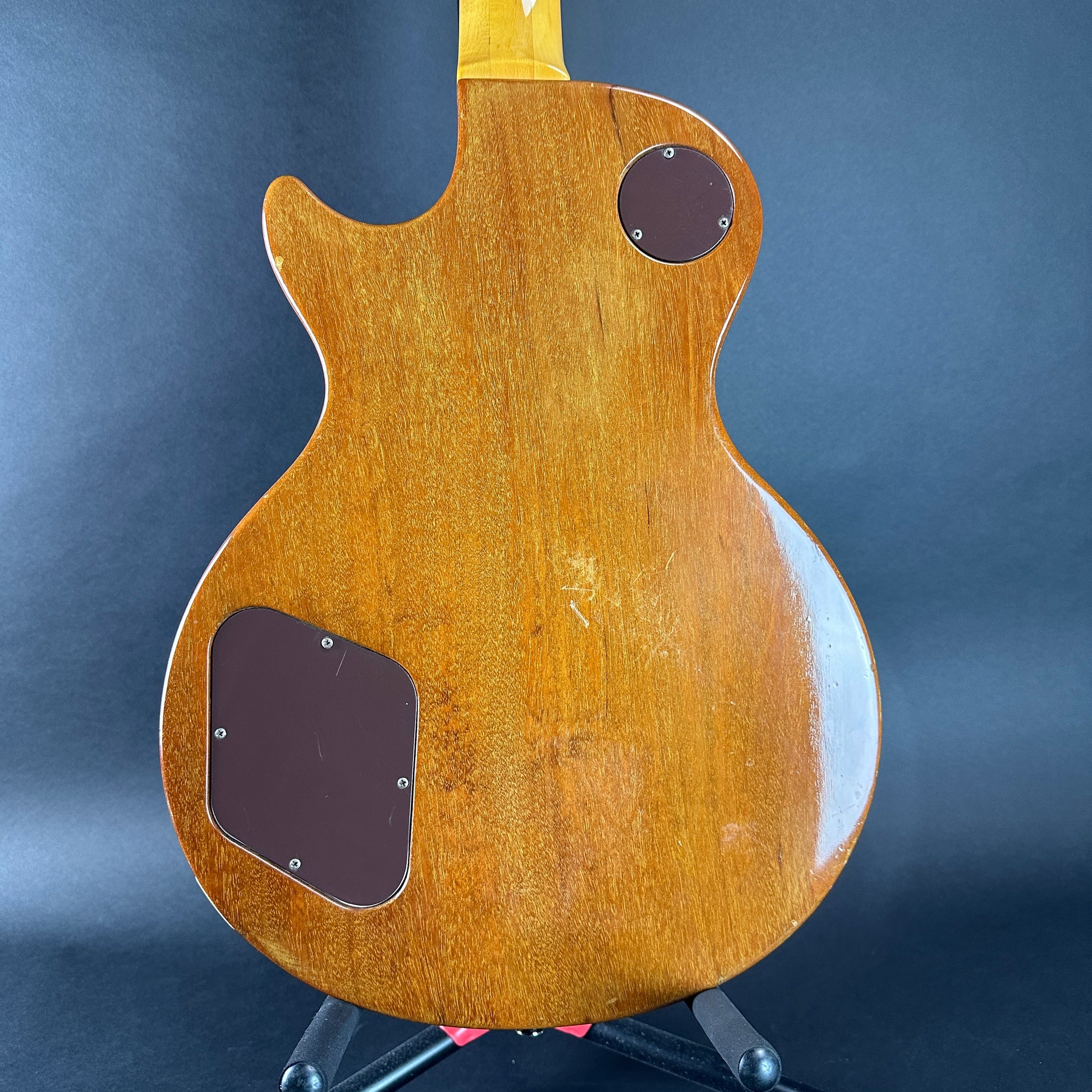 Back of body of Vintage 1977 Gibson Les Paul Deluxe Natural.
