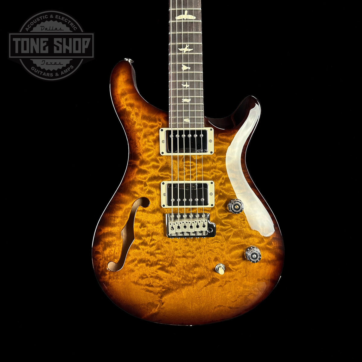PRS Paul Reed Smith CE24 Semi-Hollow Quilt Black Amber w/bag 