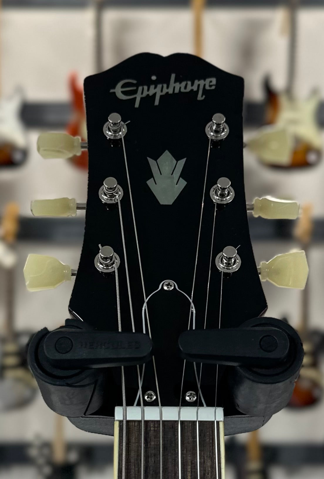 Headstock of Used Epiphone Inspired By Gibson ES335 Iced Tea Burst TSS4003