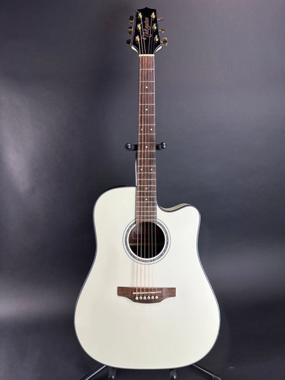 Full front of Used Takamine GD37CE PW Pearl.