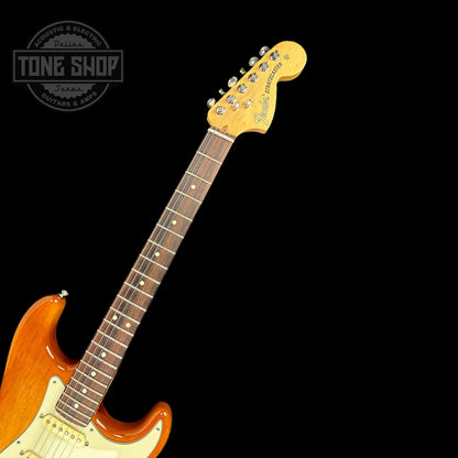 Fretboard of Used 2021 Fender American Performer Strat Honeyburst.