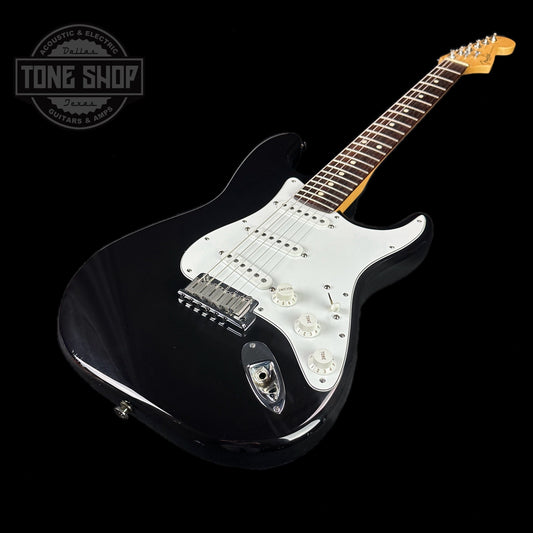 Front angle of Used 1999 Fender American Standard Strat Black.