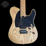 Used Charvel Pro-Mod So-Cal Style 2 24 HH - Natural Ash with a black pickguard and wooden body on a black background, featuring 'Tone Shop' branding.