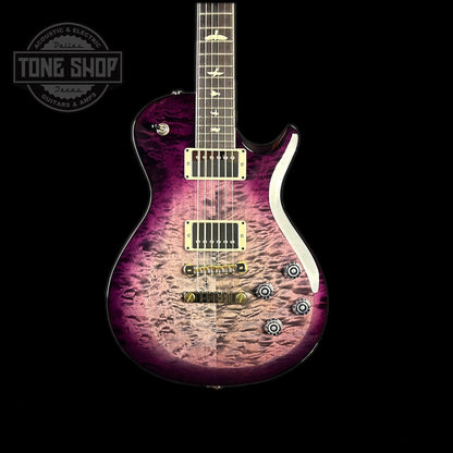 Front of body of PRS Paul Reed Smith S2 McCarty 594 Singlecut Quilt Faded Gray Black Purple Burst.