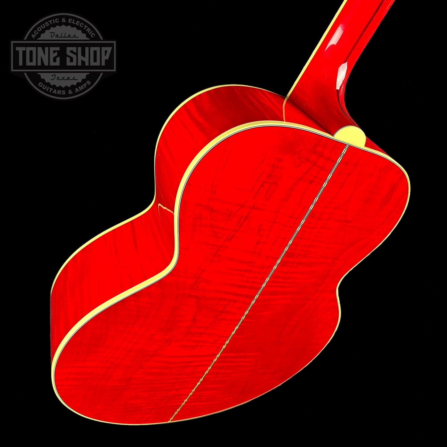 Back angle of Gibson Custom Shop M2M SJ-200 Original Cherry.