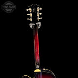 Back of headstock of Used 2023 Gretsch G6119T-62 Tennesee Rose Vintage Select Dark Cherry.