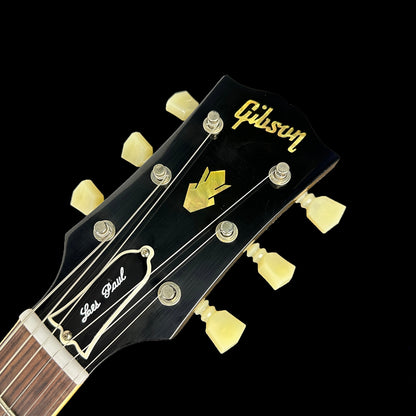 Front of headstock of Gibson Custom Shop M2M 61 SG Standard Double Gold Stop Bar Murphy Lab Ultra Light Aged.