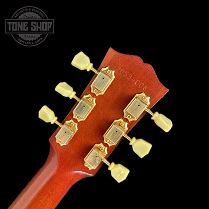 Back of headstock of Gibson Acoustic 1960 Hummingbird Murphy Lab Light Aged Heritage Cherry Sunburst.