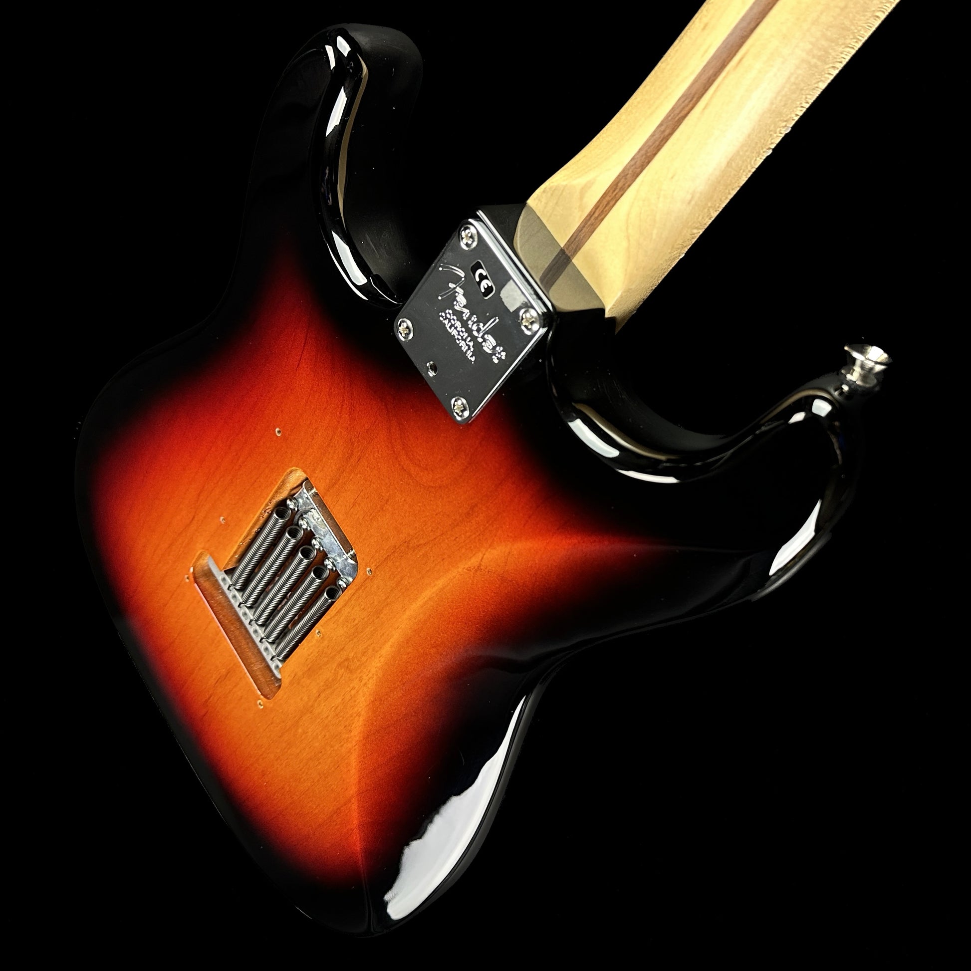 Back angle of Used 2019 Fender American Pro Stratocaster HSS 3-Color Sunburst.