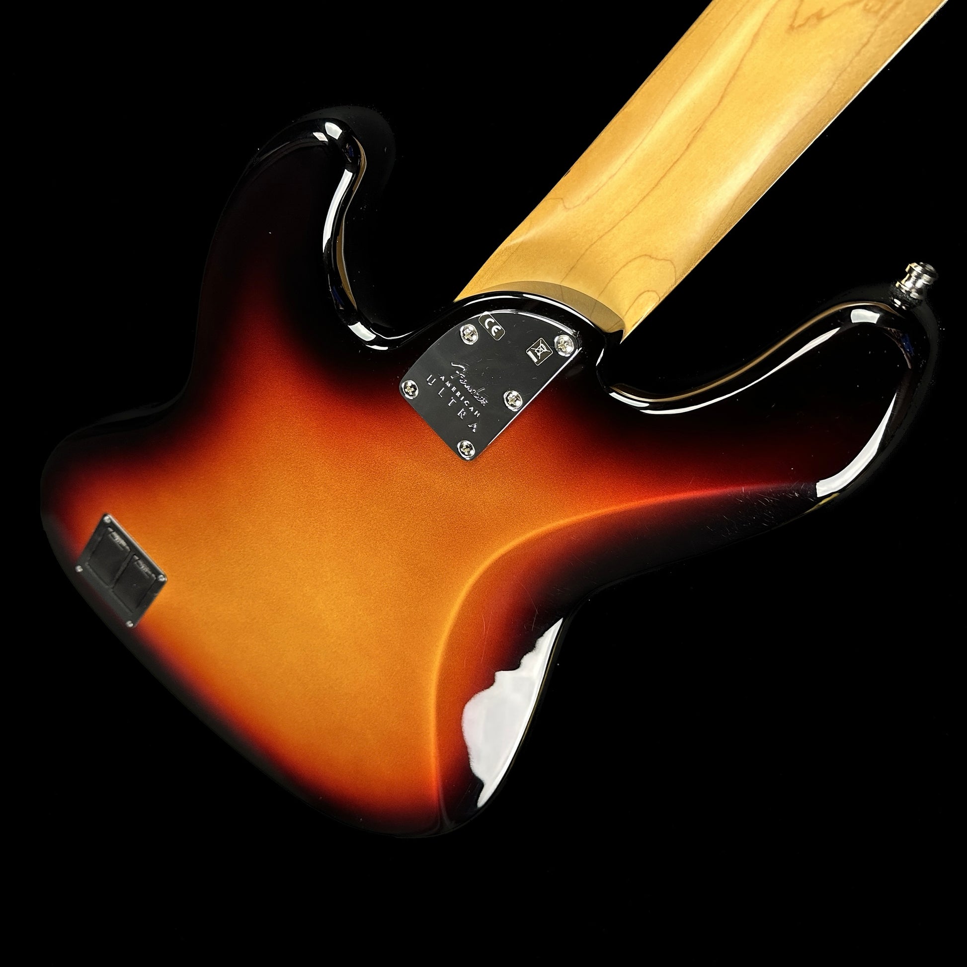 Back angle of Used Fender American Ultra Jazz V Bass RW 3-Color Sunburst.