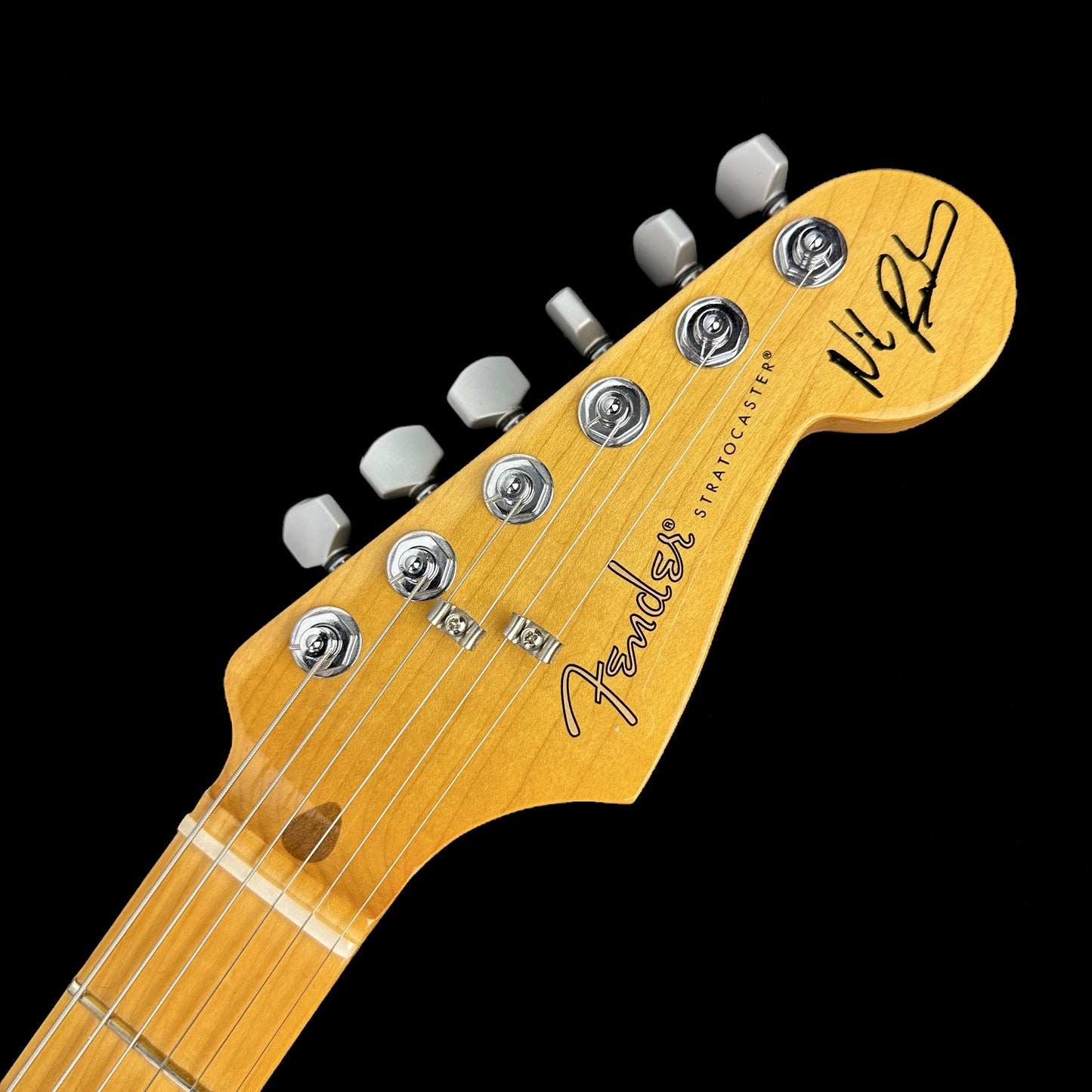 Front of headstock of Used Fender Nile Rodgers Hitmaker Stratocaster.