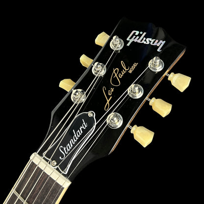 Front of headstock of Used 2022 Gibson Les Paul Standard 50's Gold Top.