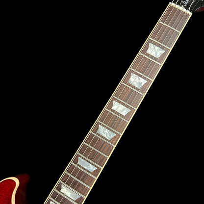 Fretboard of Used 2012 Gibson Les Paul Double Cutaway Wine Red.