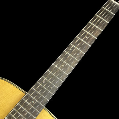 Front of Martin Custom Shop 28 Style 0000 Adirondack/WEIR fretboard.