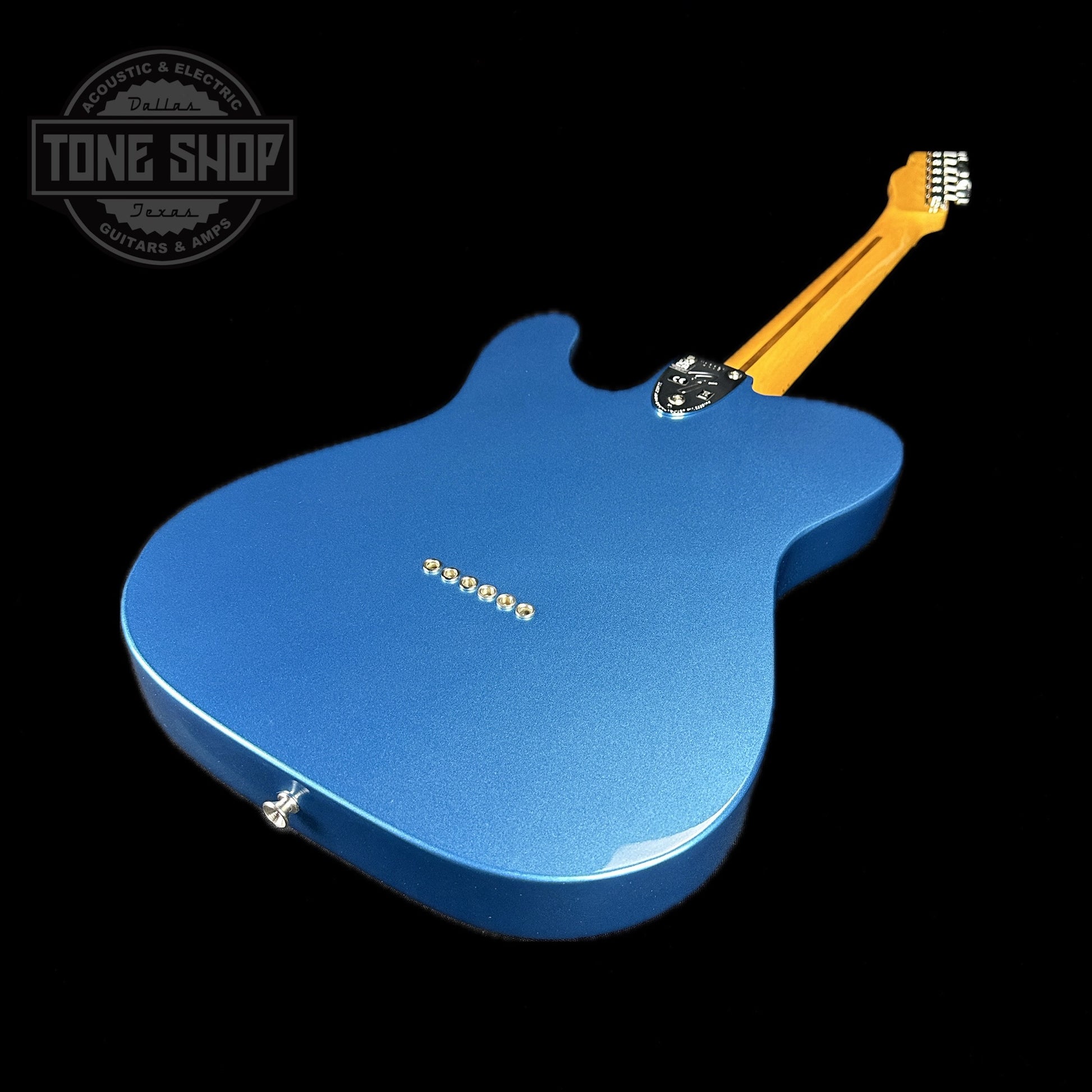 Back angle of Used Fender American Vintage II '72 Thinline Telecaster Lake Placid Blue.